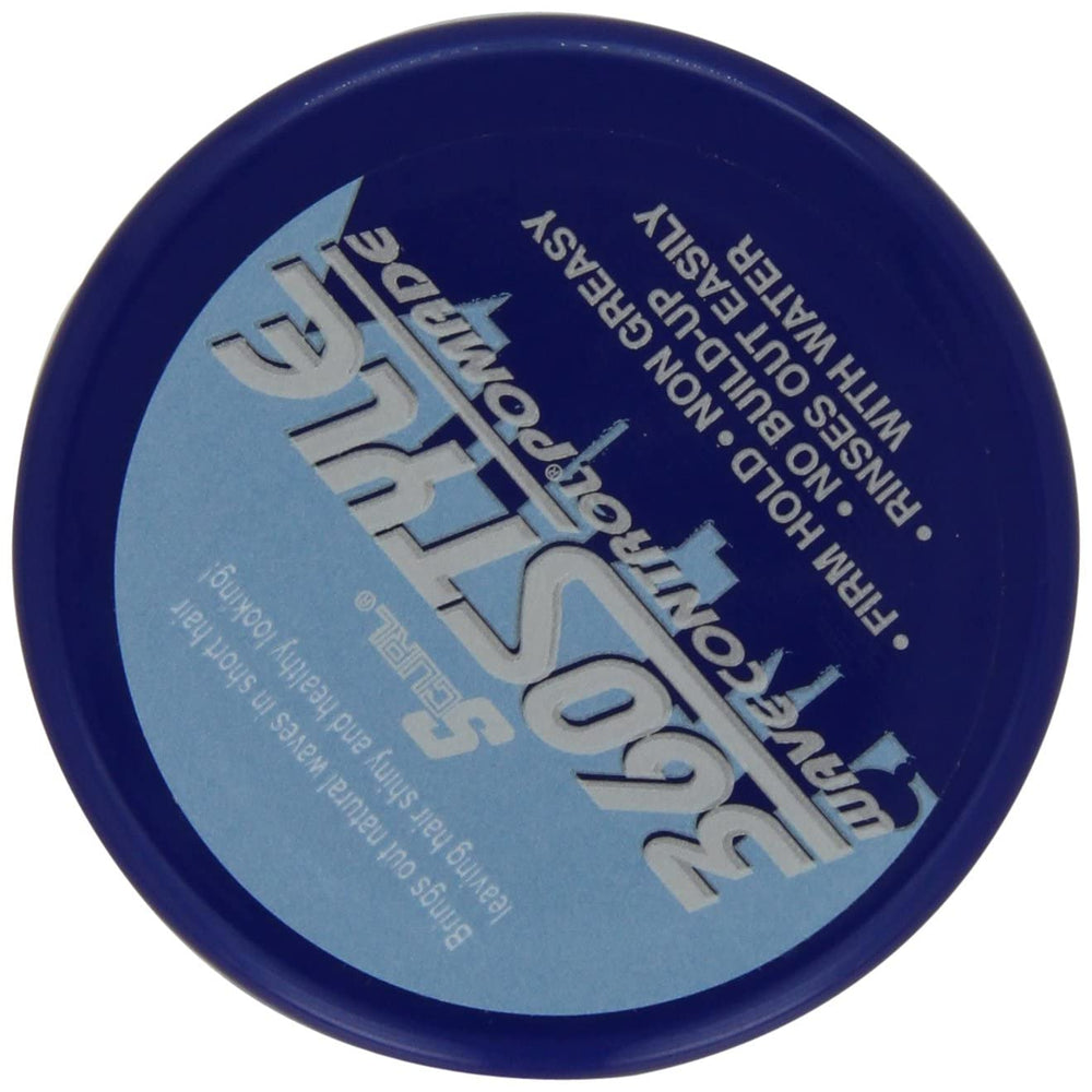 Luster's S-Curl 360 Wave Control Pomade texture detail closeup shows smooth consistency.