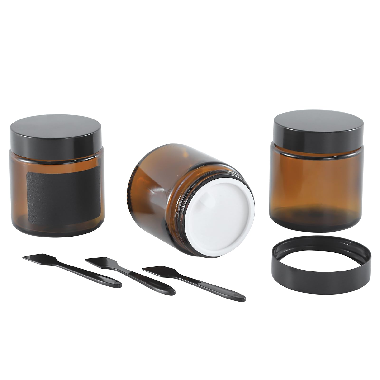 Lustervial 4oz amber glass jar with lid for travel storage of creams.