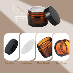 Lustervial 3-pack cosmetic containers with black labels for organization.