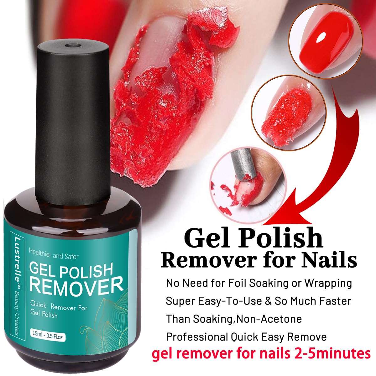 Lustrelle Remover Esmalte Gel aplicación de capa espesa que acorta tiempos