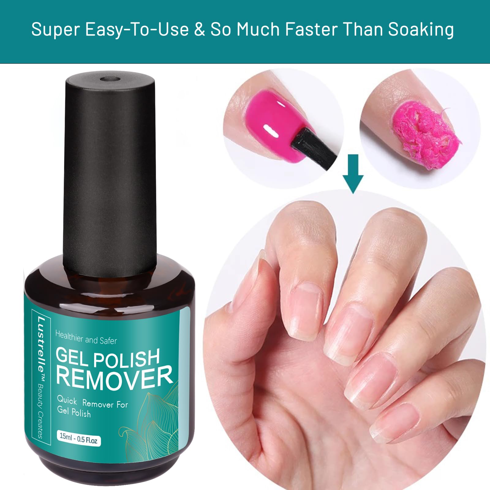 Lustrelle Remover Esmalte Gel uñas limpias y cuidadas tras el uso
