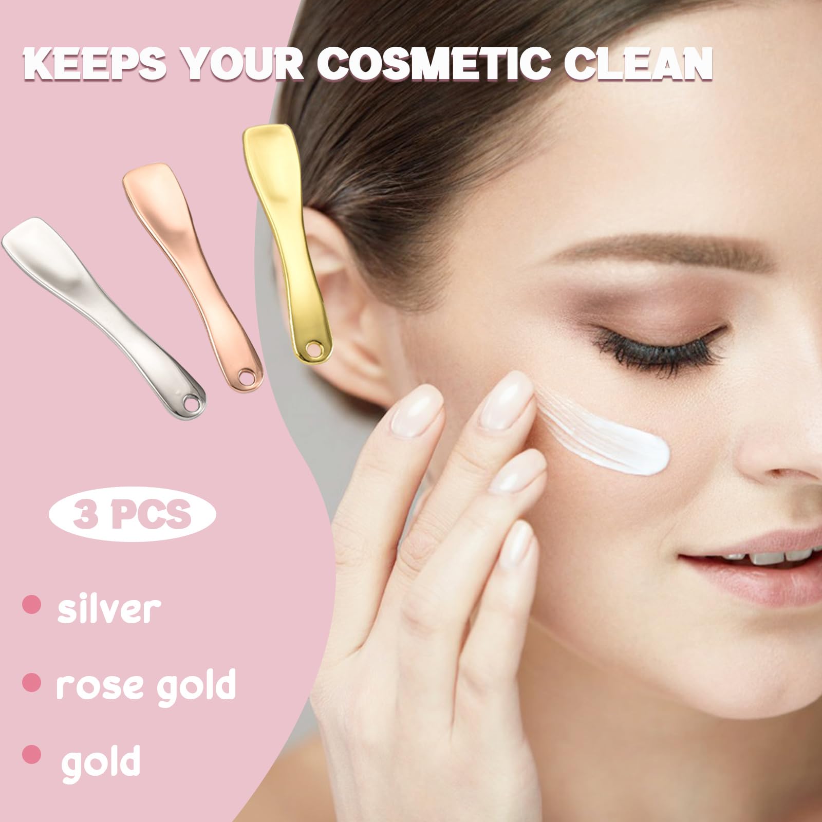 LUTQ espátula de maquillaje en dorado, vista frontal para aplicación limpia y precisa.