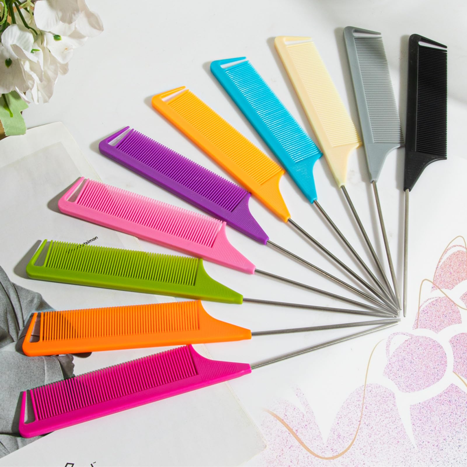 Luumxai fine tooth combs for detailed backcombing and control.