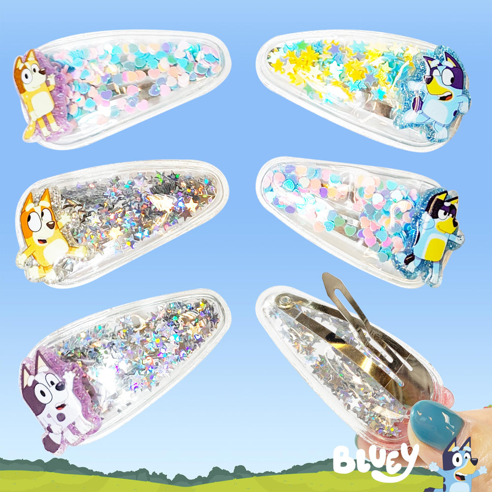 LUV HER Bluey clip detailing highlights character charms.