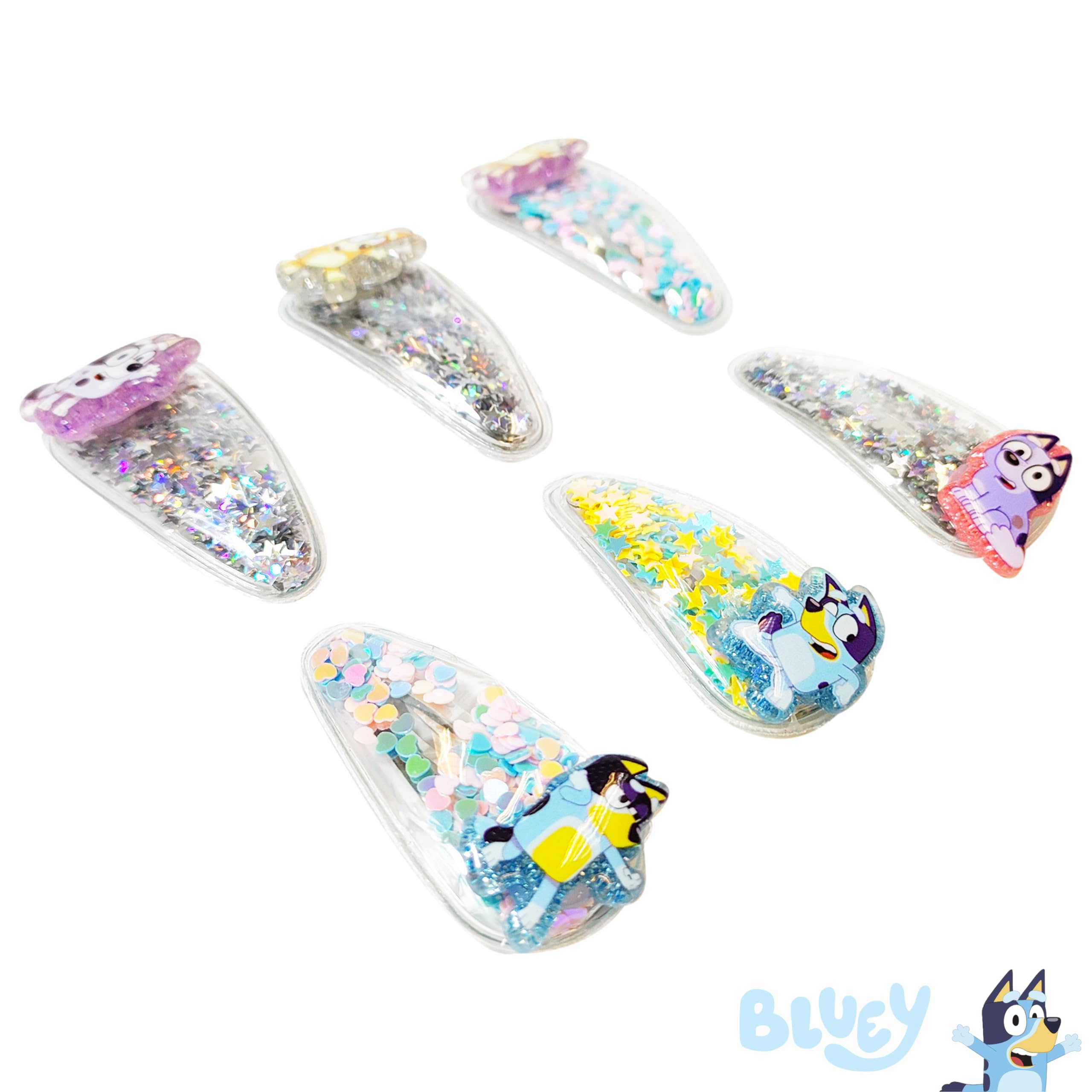 LUV HER Bluey confetti clips add colorful sparkle to hairstyles.