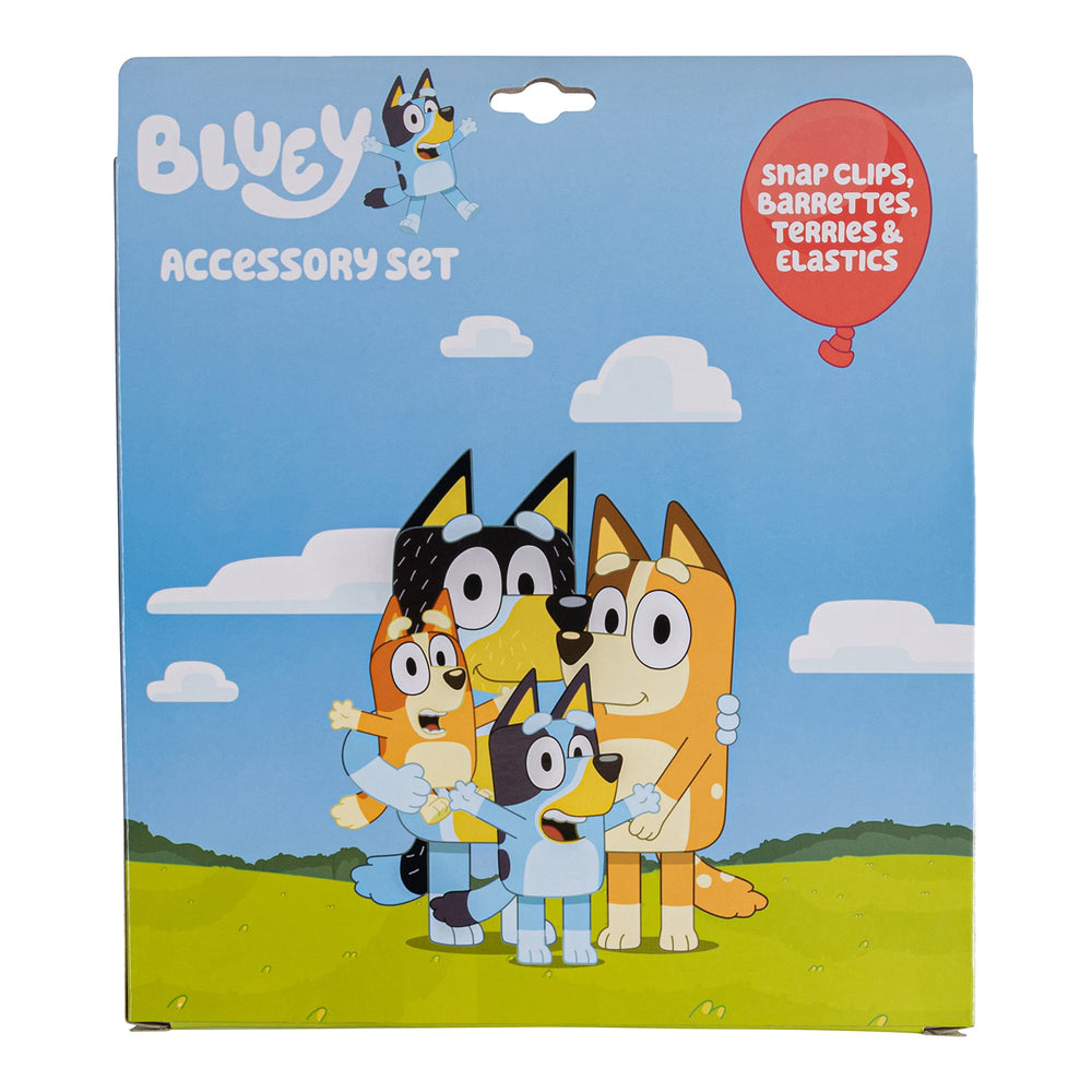 Set de accesorios para pelo de Luv Her Bluey, listo para regalar.
