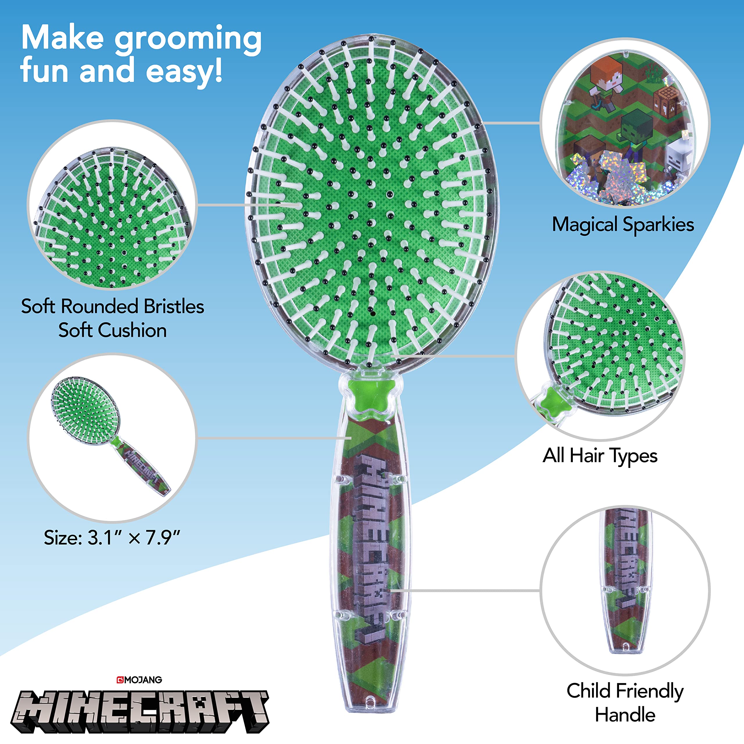 Exclusive LUV HER brush with a comfy handle and bright green cushion for easy grooming