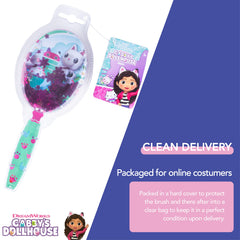Soft pink cushion and kid-friendly handle offer comfortable grip during brushing.