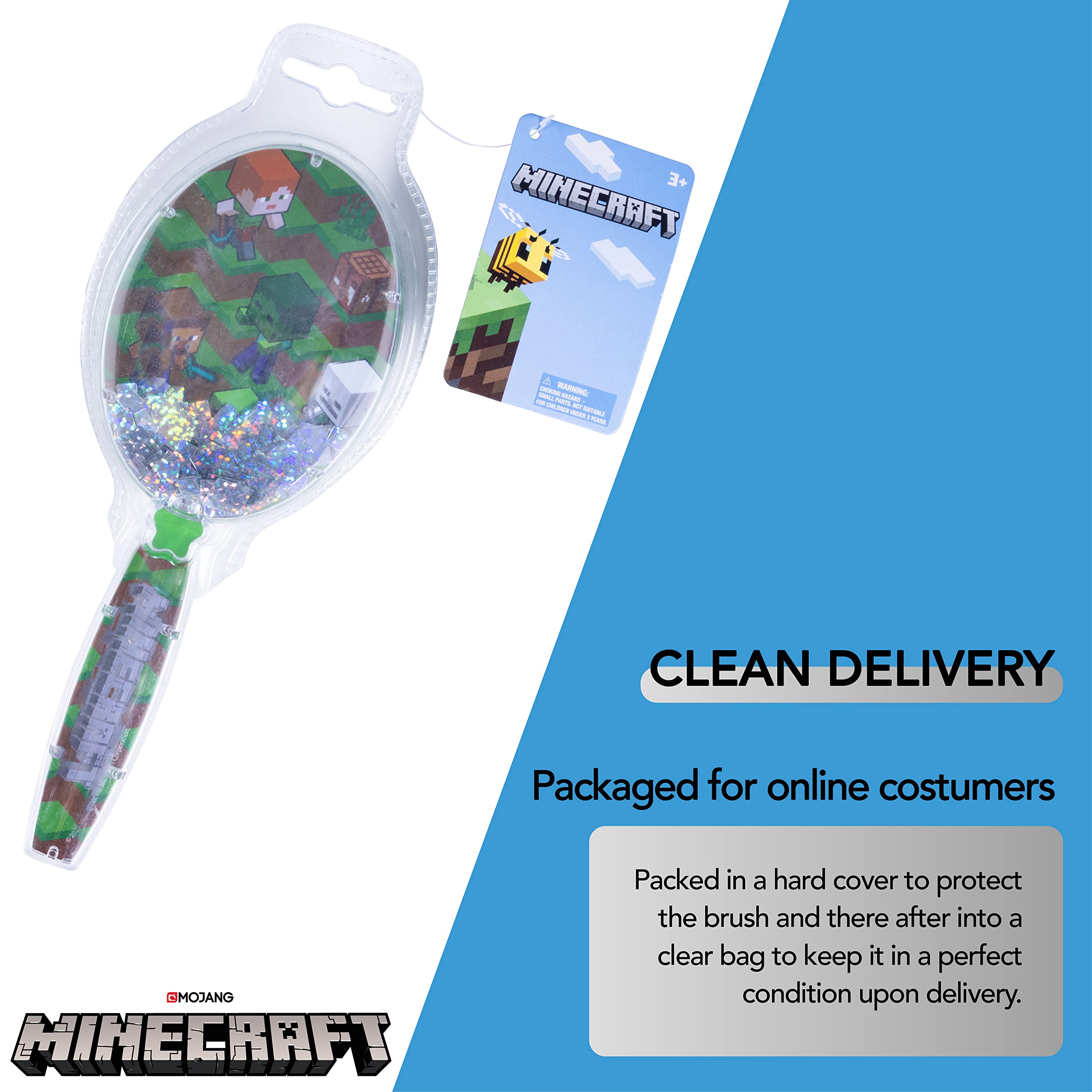 Back portrait design on the Minecraft hair brush adds playful flair for kids