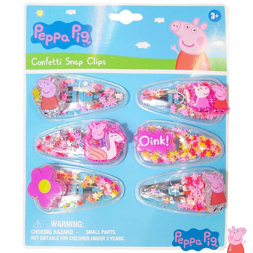 LUV HER Peppa Pig 6pc hair clips group shot for bright daily outfits
