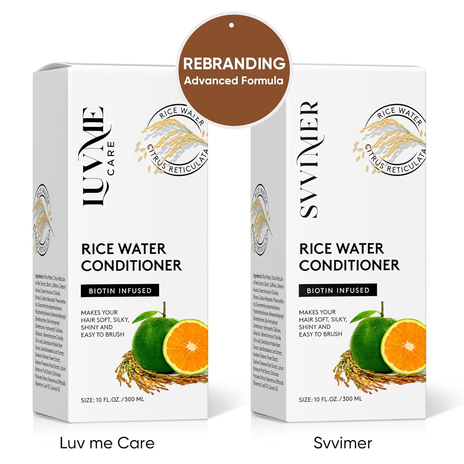 Brillo del cabello tras aplicar acondicionador de arroz de Luv Me Care