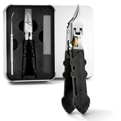 Luvandier black anti-slip gear lock nail clipper with angled blade for thick or ingrown nails