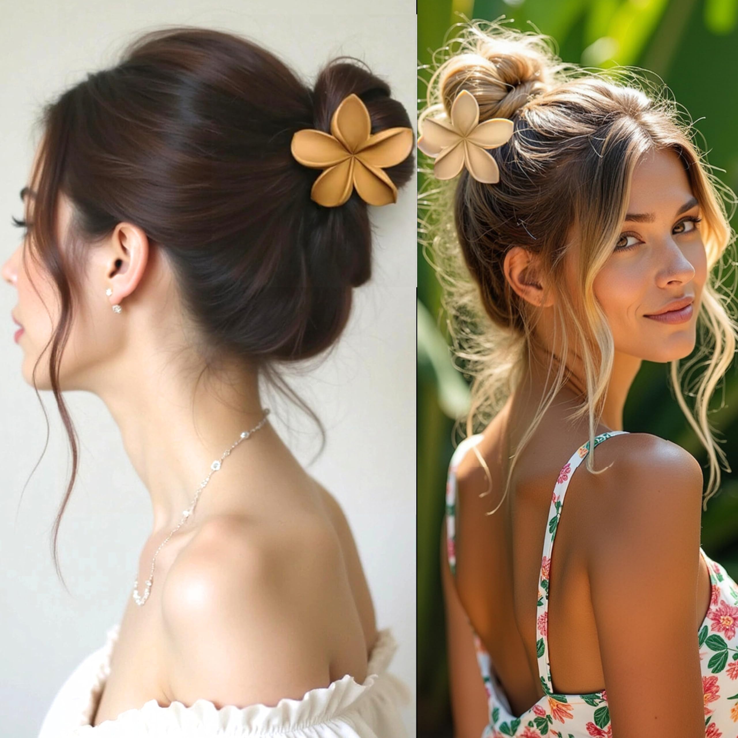 Luvearo Hawaiian plumeria hair clip non-slip design ideal for active days