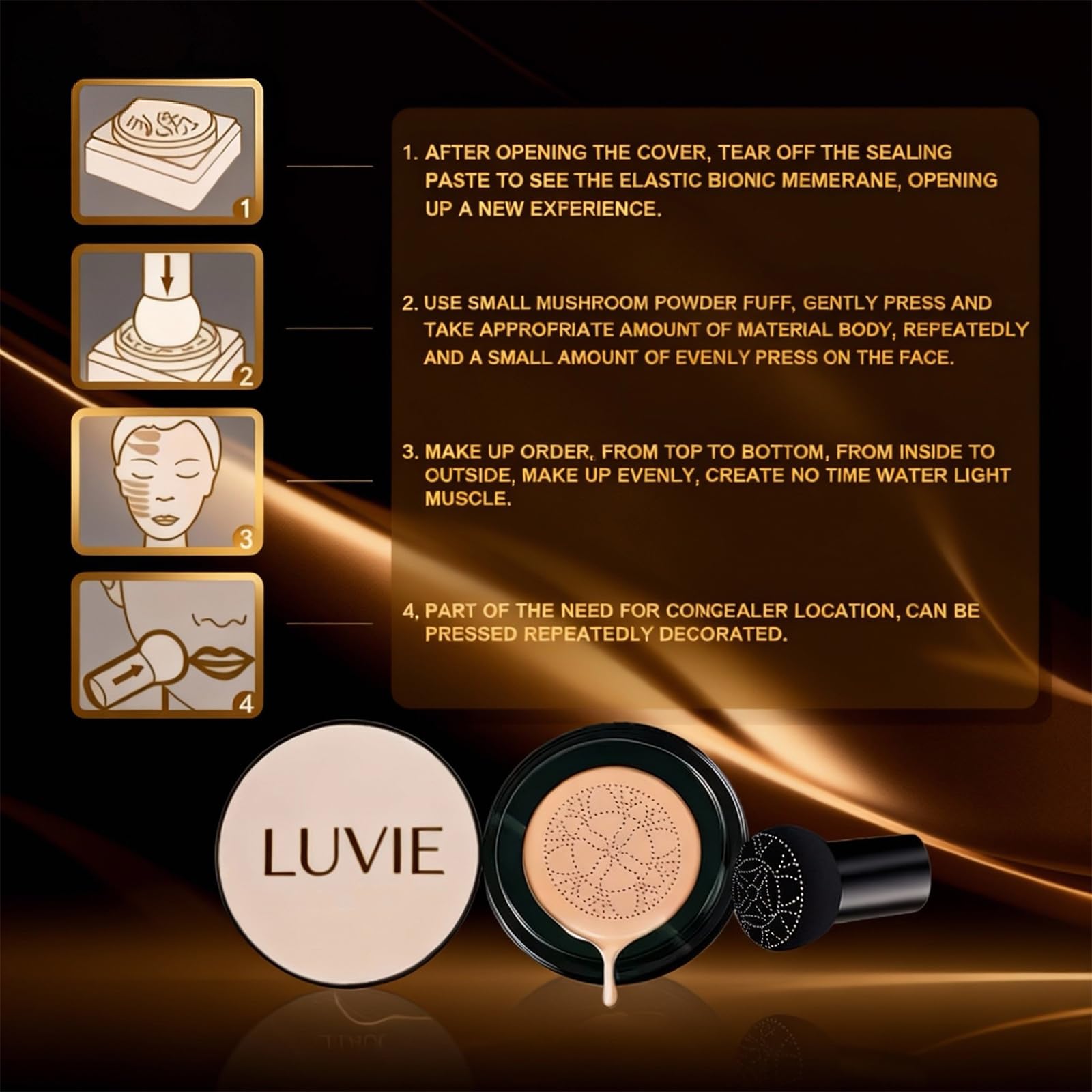 Luvie base tono claro-medio para un aspecto natural.
