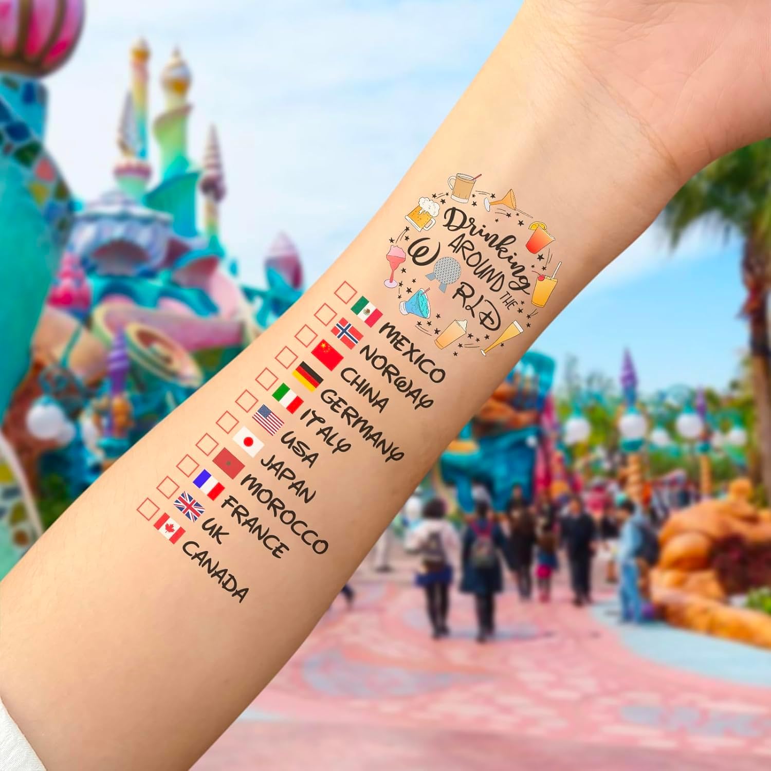 Tatuaje temporal Luvlewen tamaño 1,9 x 5 pulgadas para lucir viajes.