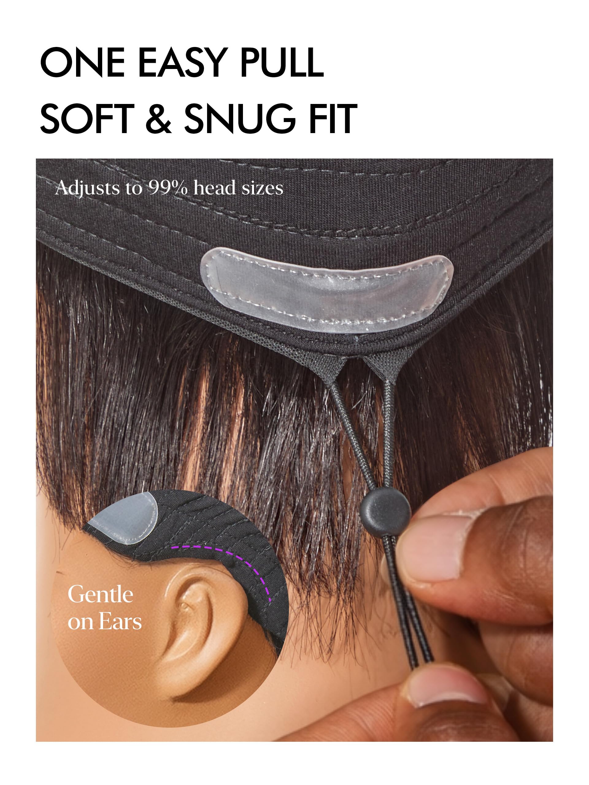 LUVME HAIR Ultra Comfort pixie cotton-cap closeup showing skin-friendly fabric