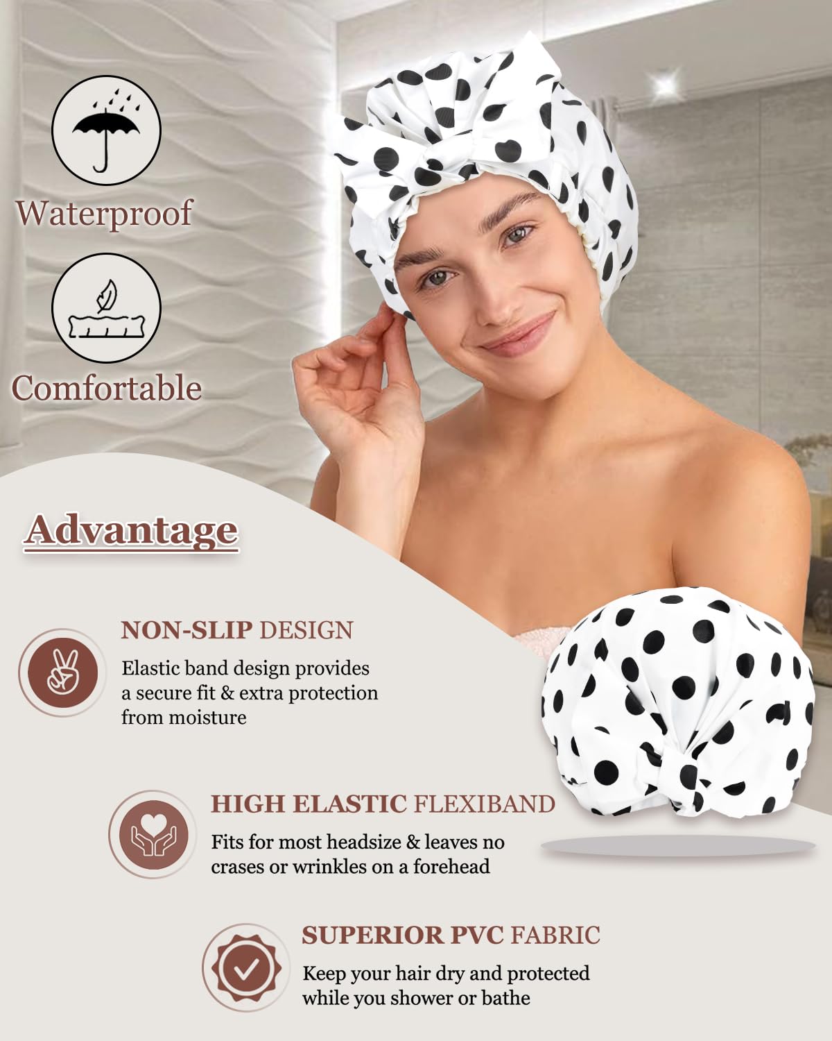 Gorro de ducha Luvruitaky impermeable con tejido Oxford y EVA protege el cabello.