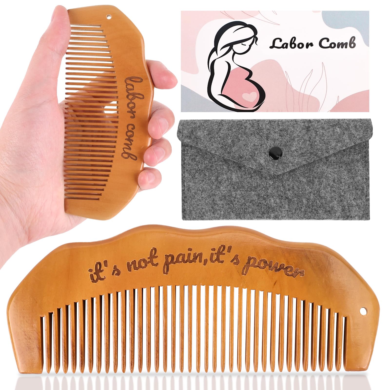 luwrevc birth comb in hand showcasing acupressure relief for labor