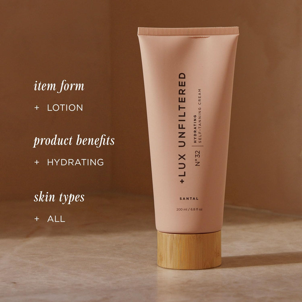 Lux Unfiltered N°32 gradual tan texture swirl demonstrating buildable shade.