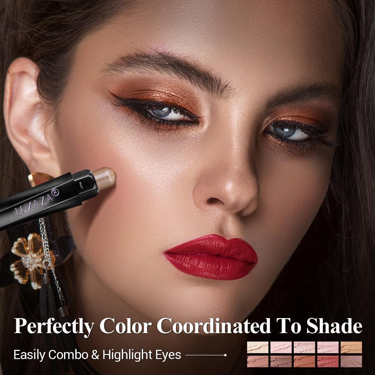 Luxaza Pro neutral shimmer and matte palette covers day-to-night styles with ease.