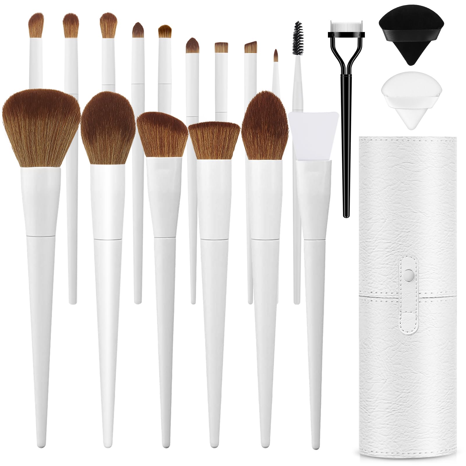 LUXBRU makeup brush set with case, neatly organized for travel.