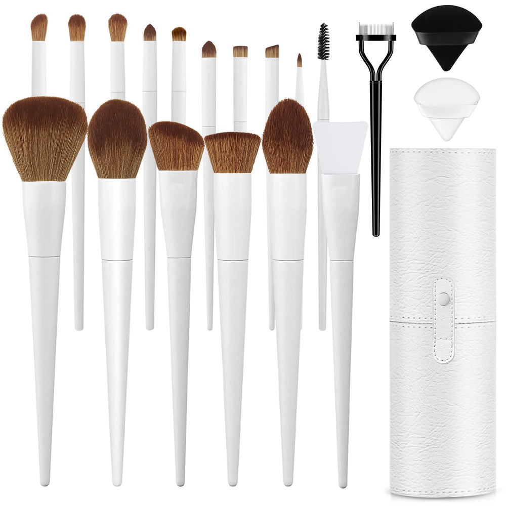 LUXBRU makeup brush set with case, neatly organized for travel.
