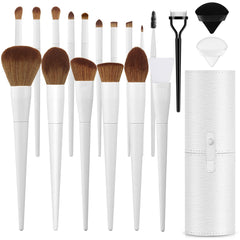 LUXBRU makeup brush set with case, neatly organized for travel.