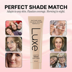 Luxe Color Changing Foundation skin-tone-adaptation close-up reveals microbead color technology