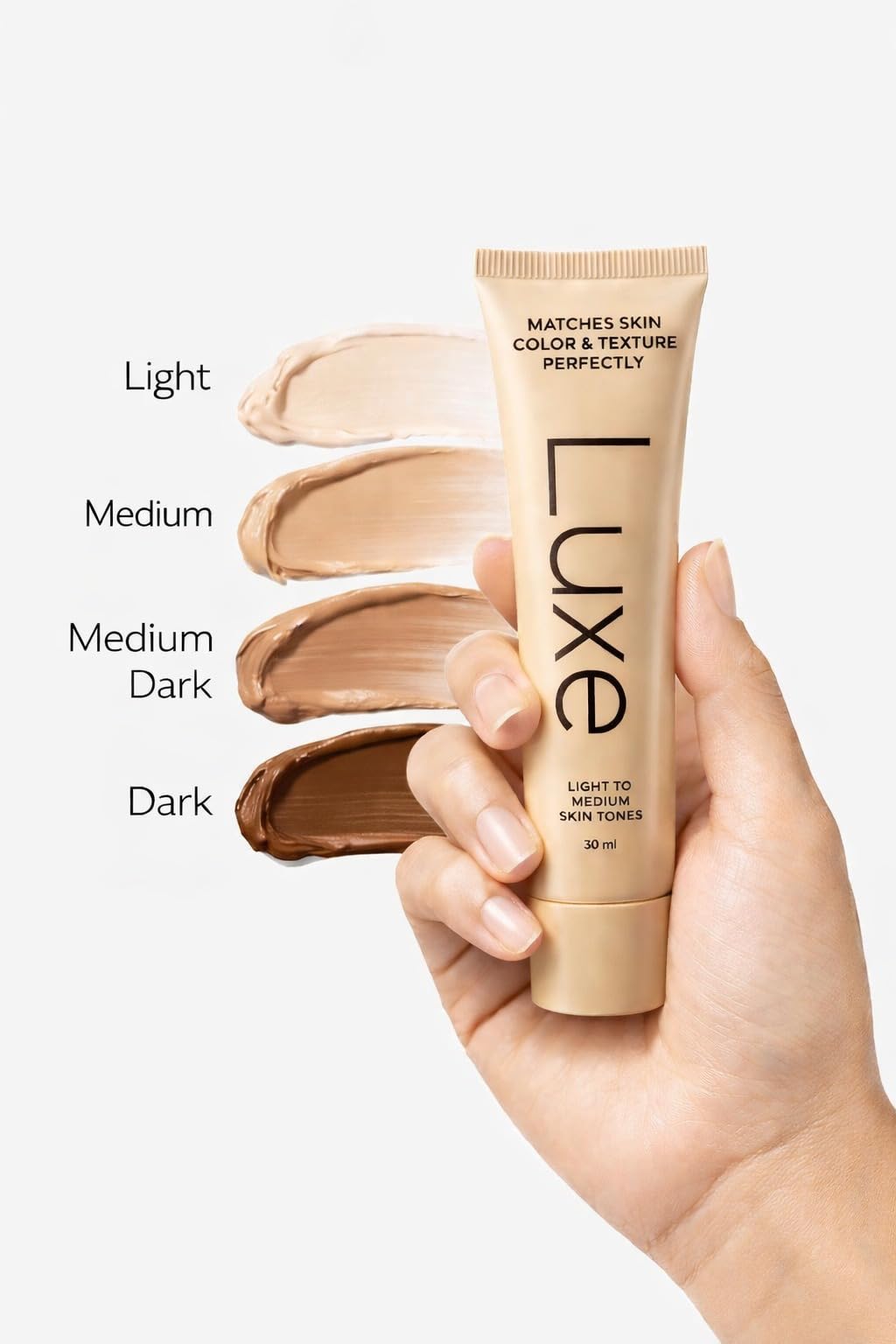 Luxe Color Changing Foundation swatch-application shows seamless blending with natural tone