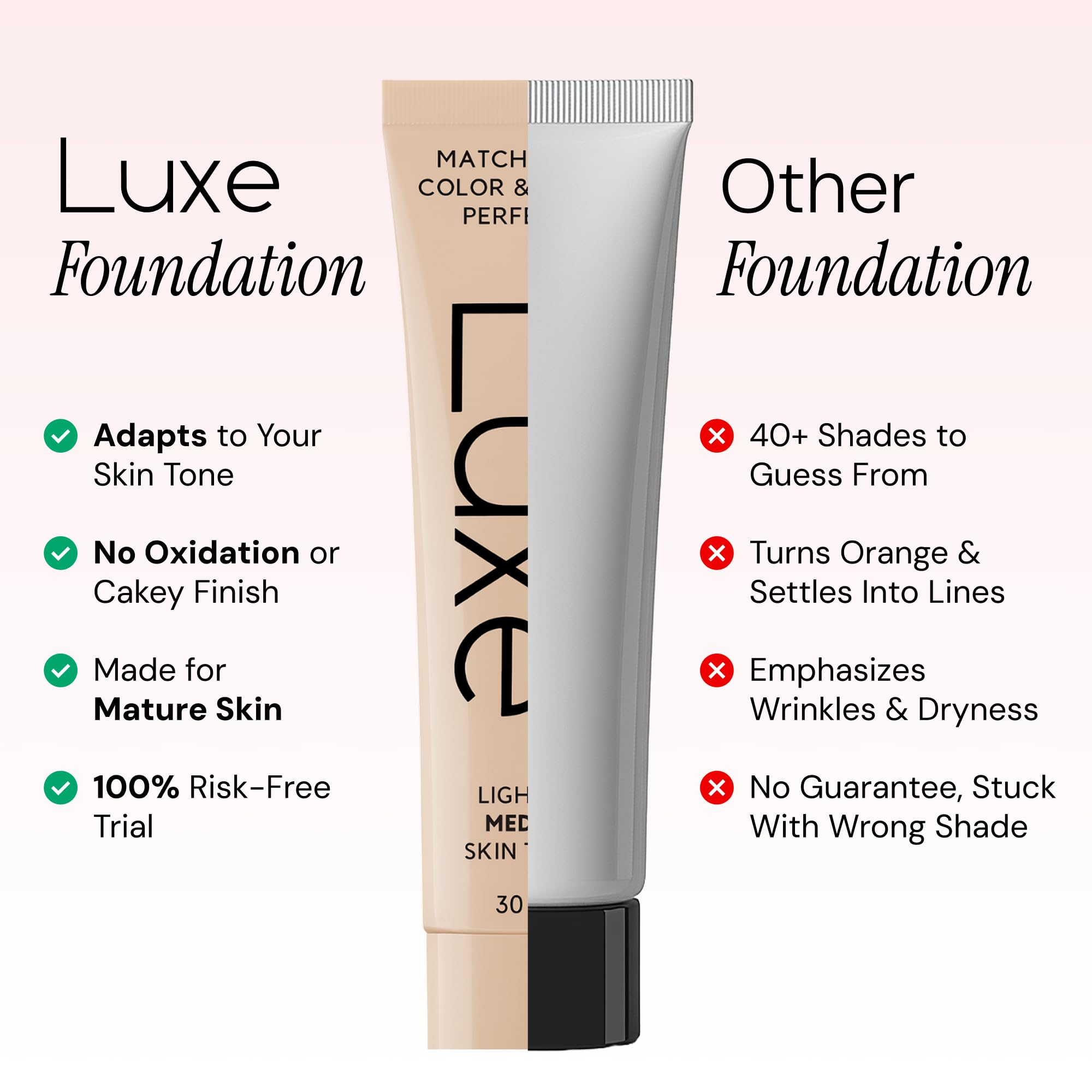 Luxe Color Changing Foundation texture during application delivers buildable coverage.