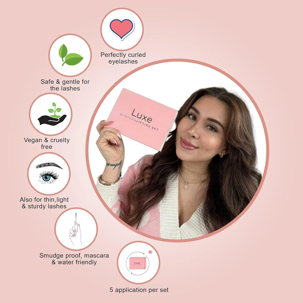 Luxe Cosmetics applicator tools shown for clean, hygienic lash lifting.