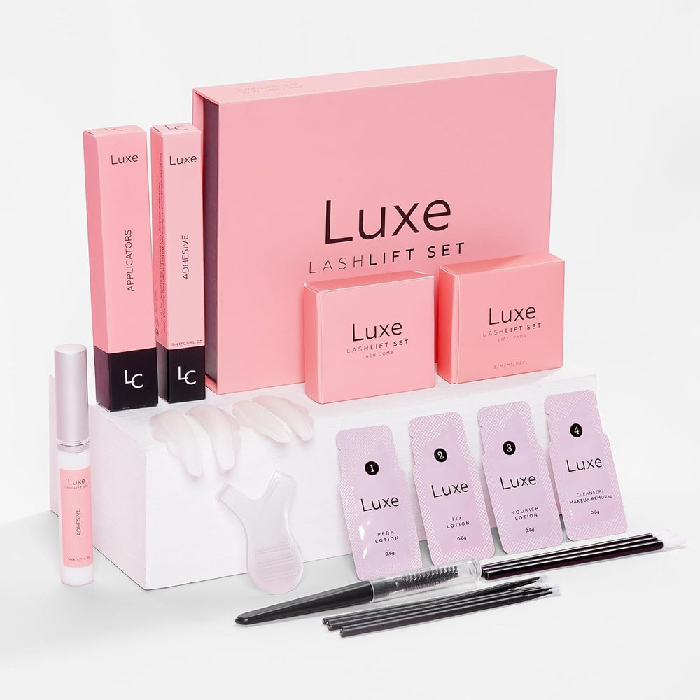 Luxe Cosmetics Lash Lift Kit box front for premium at-home salon results.