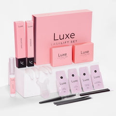Luxe Cosmetics Lash Lift Kit box front for premium at-home salon results.