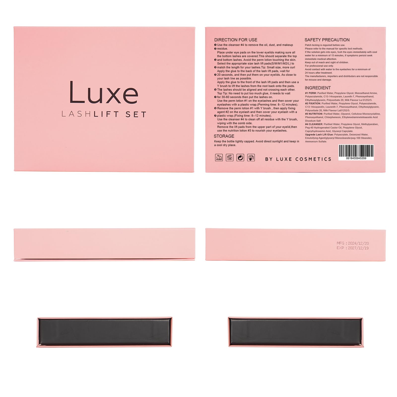 Luxe Cosmetics lift pad sets arranged to fit diverse eye shapes.