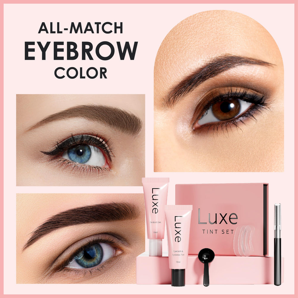 Luxe Cosmetics aplicación suave de tinte marrón en pestañas para definición