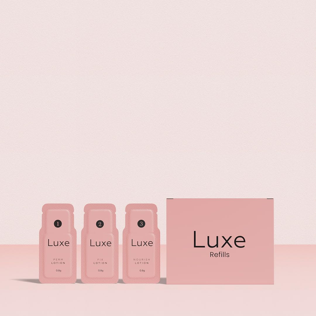 Luxe Cosmetics three-step process demonstrating easy at-home lash lifting