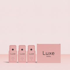 Luxe Cosmetics three-step process demonstrating easy at-home lash lifting