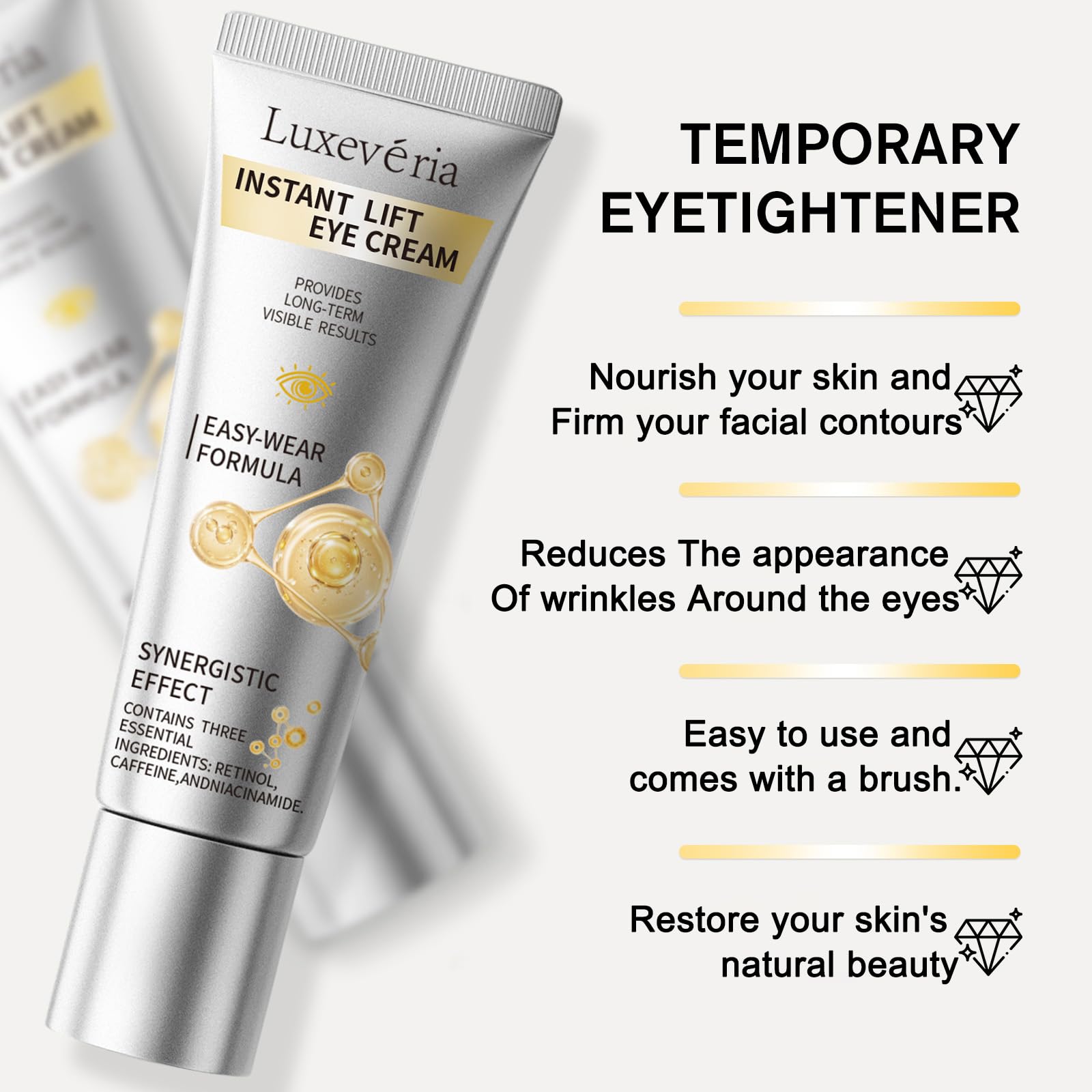 Crema para el contorno de ojos de Luxeveria apta para todo tipo de piel.