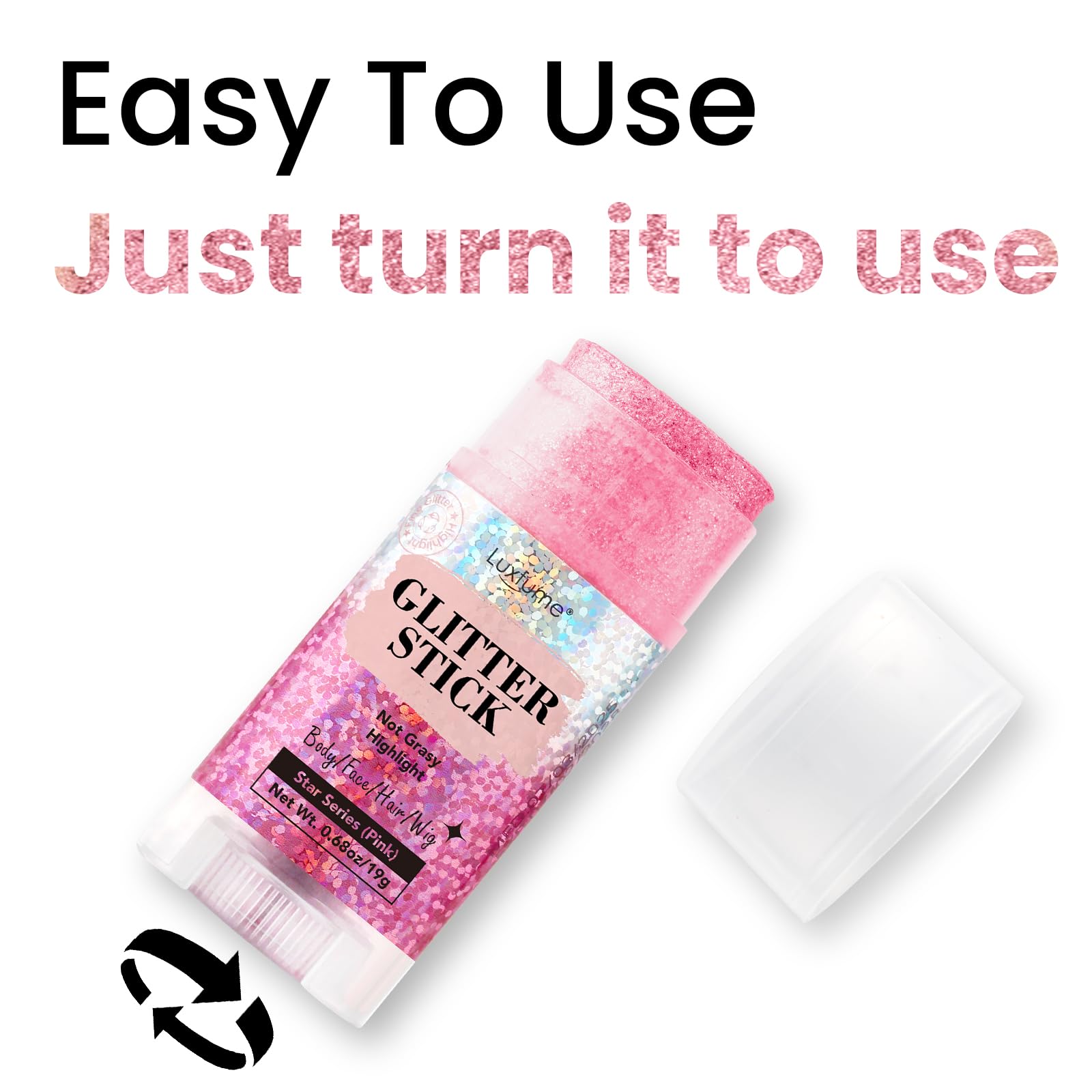 Luxfume Eyes Glitter Pink Glow enhances eye sparkle with safe, precise application.