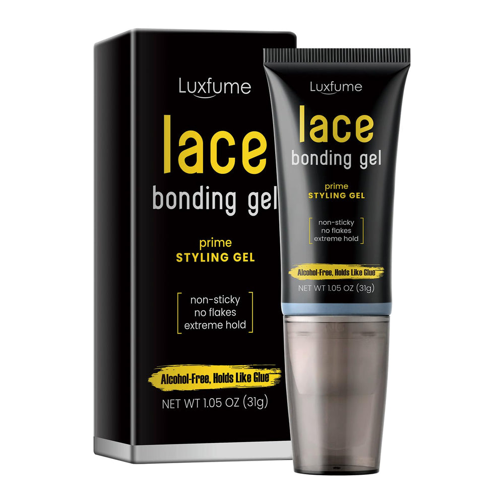 Luxfume lace bonding gel bottle for seamless lace wig adhesion.