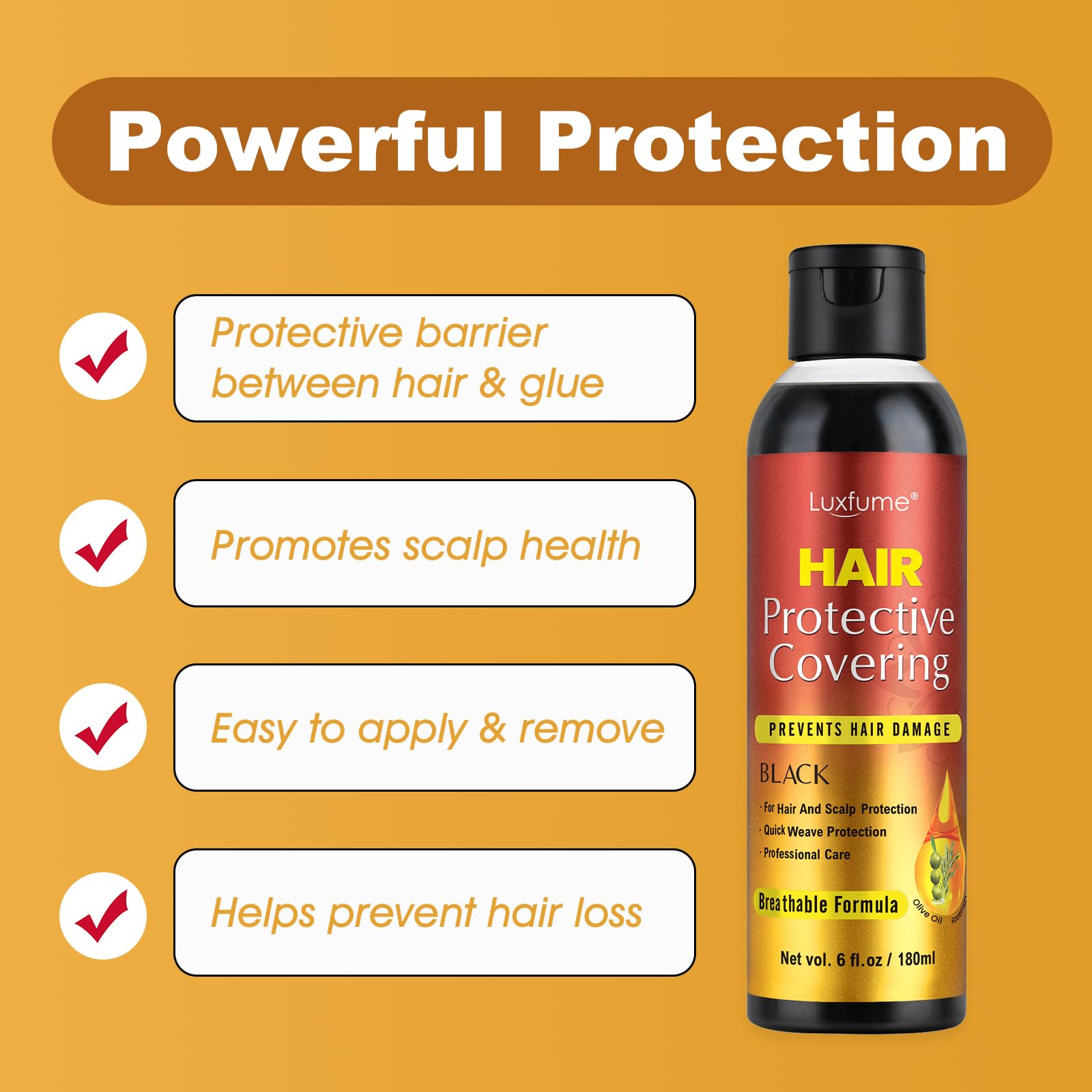 Luxfume Shield application demonstrates smooth glide for comfortable weave prep.