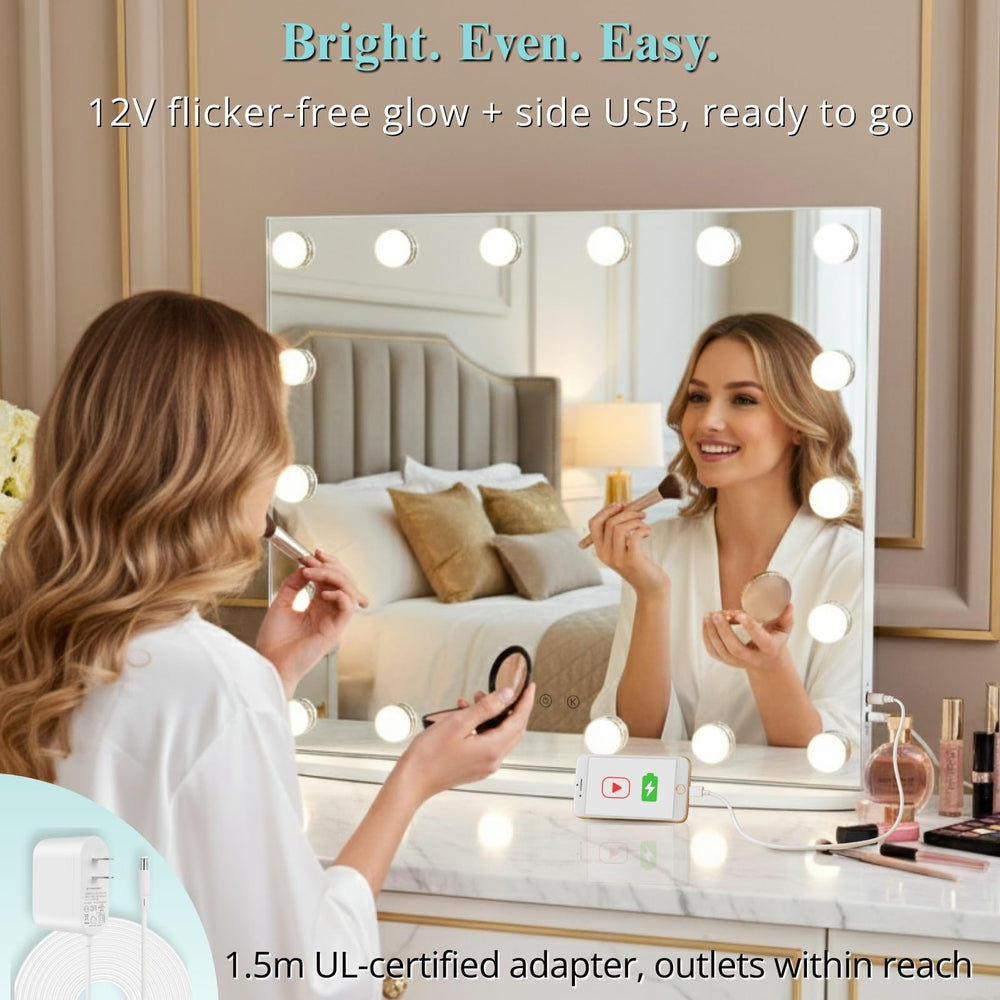 LUXFURNI vanity mirror 10x magnifying panel for precise detailing