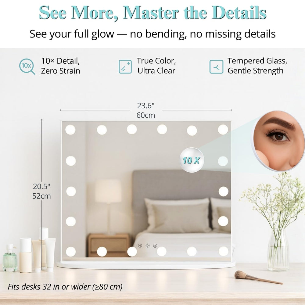 LUXFURNI vanity mirror versatile setup for wall mount or tabletop use