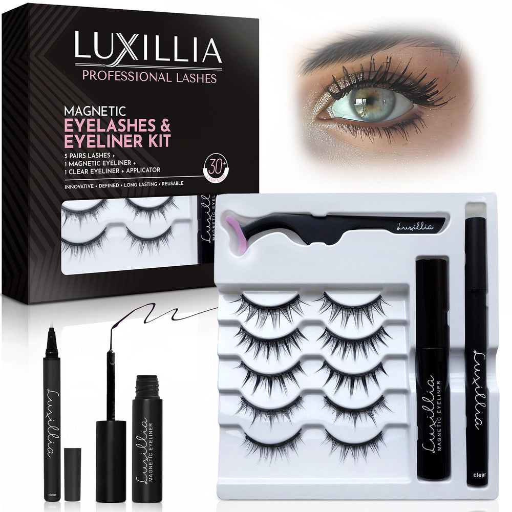 Luxillia 8-piece clear and black magnetic lashes for effortless daily enhancement.