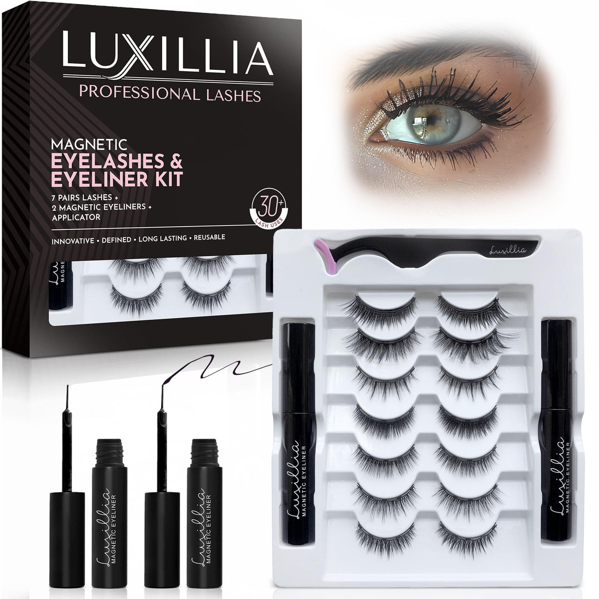 Luxillia magnetic eyelashes kit for effortless, natural-looking lashes.
