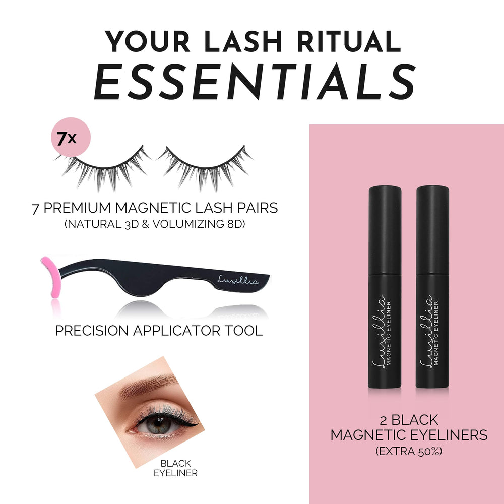 Luxillia waterproof magnetic eyeliner for lasting hold and simple removal.