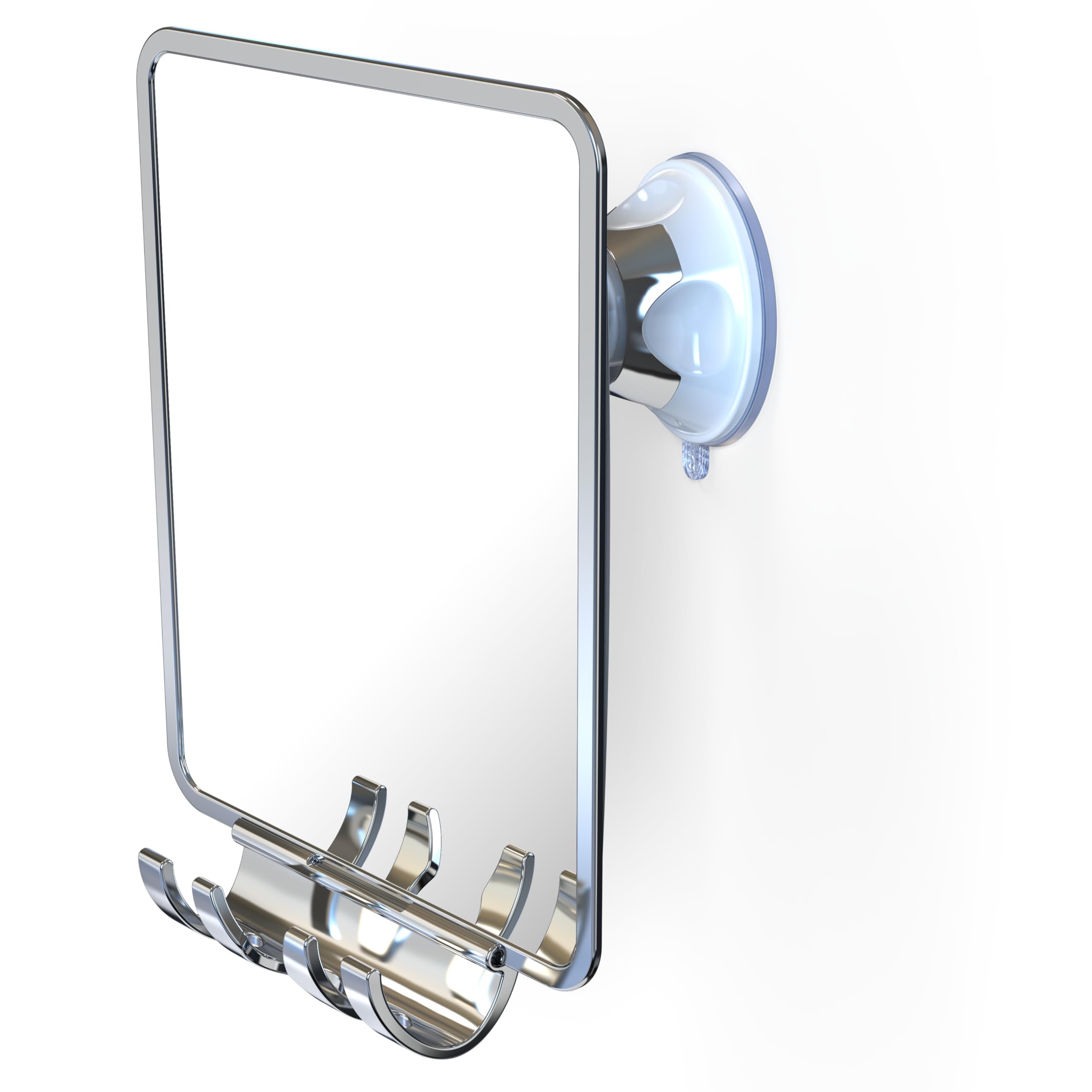 Luxo shower mirror with anti fog coating for a clear shave in steamy showers