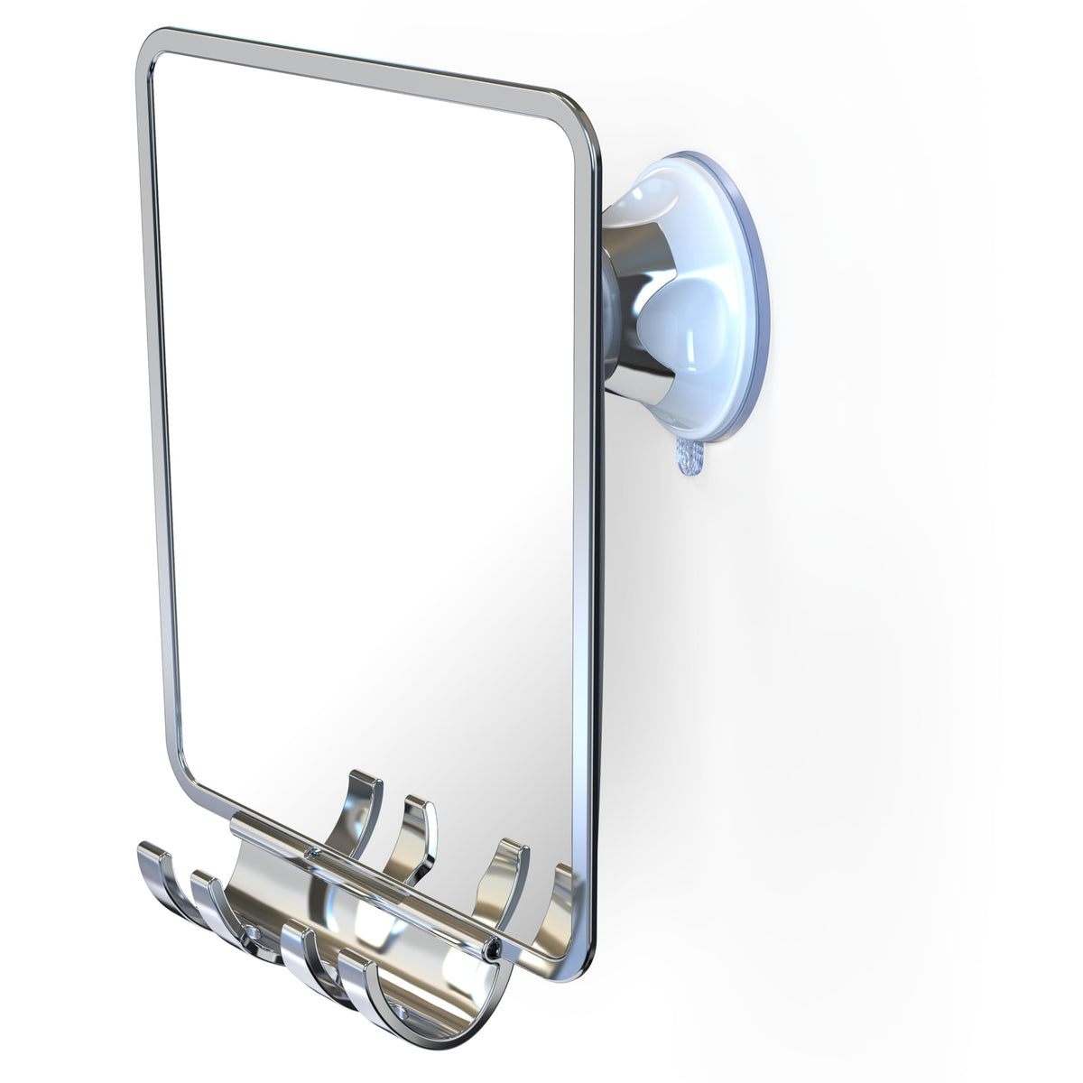Luxo shower mirror with anti fog coating for a clear shave in steamy showers