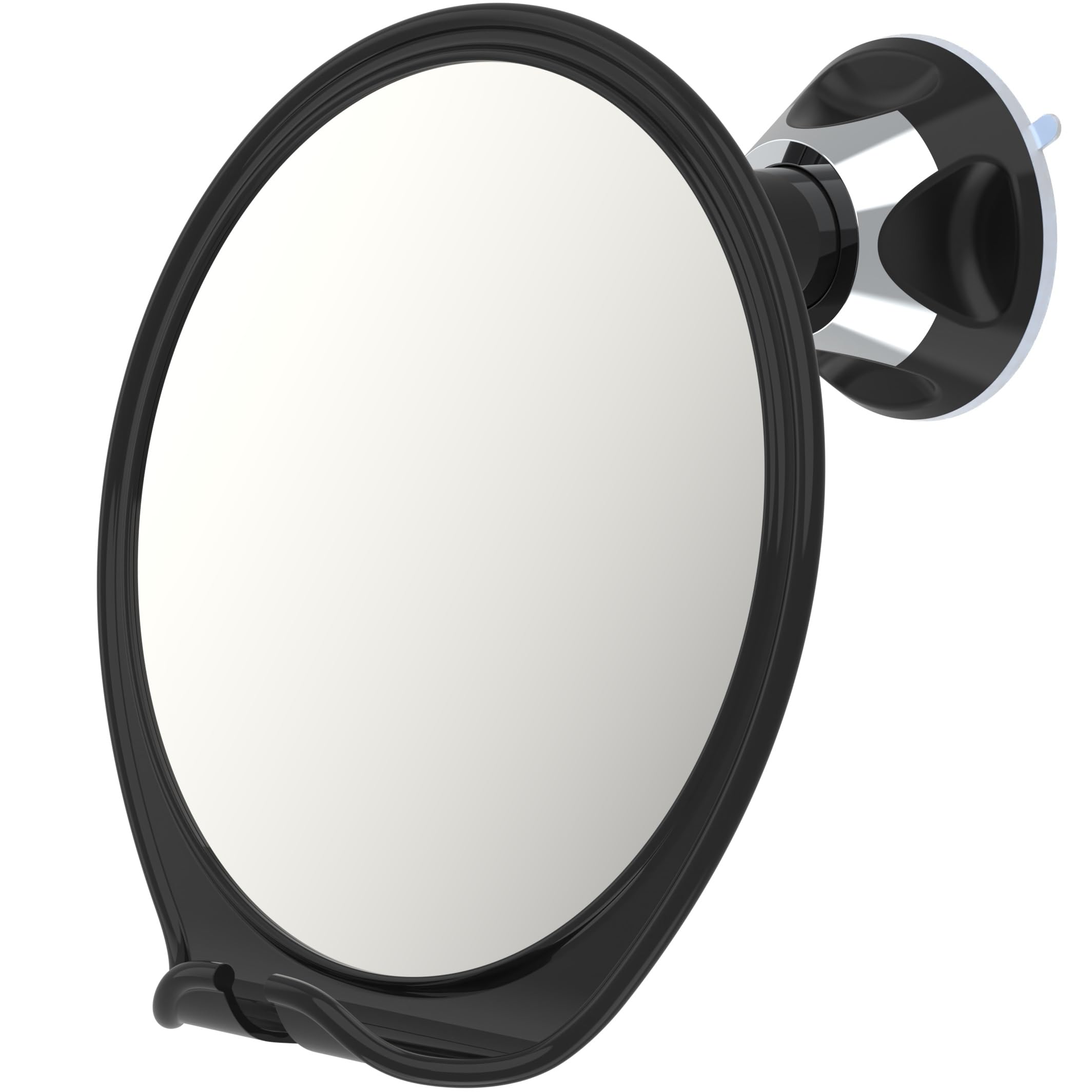 Luxo Shower Mirror Black front view with anti-fog coating for clear shave.