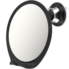 Luxo Shower Mirror Black front view with anti-fog coating for clear shave.